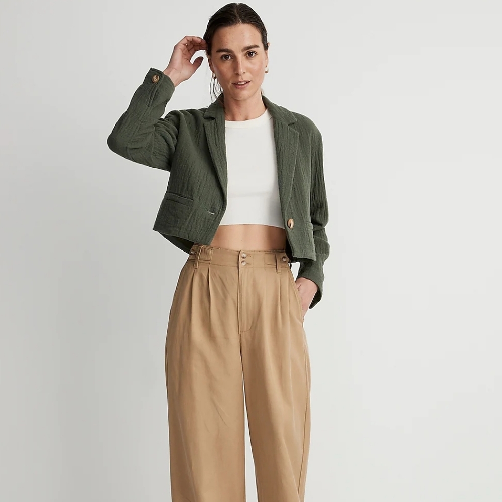NWT Madewell The Drop-Shoulder Crop Blazer